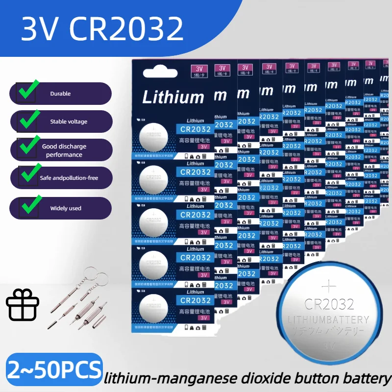 

CR2032 3V 200mAh Lithium Button Coin Battery High Capacity for Watch Toy Calculator Car Remote Control Electronic Devices