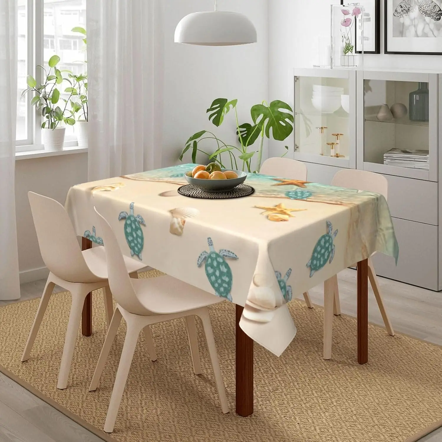 Beach Sea Turtles Rectangle Waterproof Tablecloth Table Decor Washable Kitchen Dining Table Runner Holiday Party Decorations