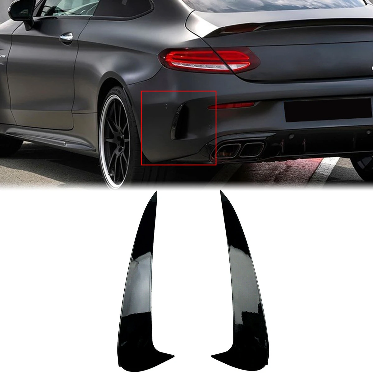 Rear Bumper Splitters Canard Decoration Cover Trim Sticker For Mercedes Benz C Coupe C205 C43 AMG 2015-2020 Car Styling