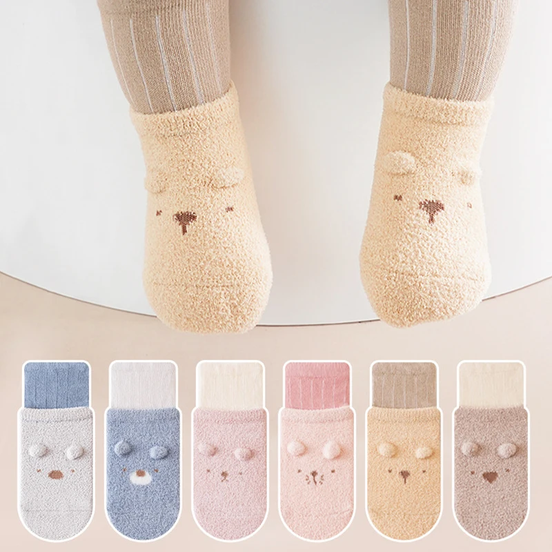 Winter Baby Floor Socks Non-Slip Toddler Mid Tube Socks Thickened Warm Cartoon Children Socks For Boys And Girls