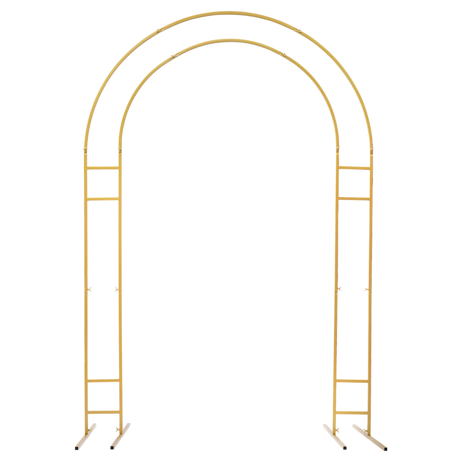 Garden Arch With Base, Metal Climbing Plants, Wedding Arch For Garden Lawn Backyard Patio, 150×220cm Wide Sturdy Metal, Gold