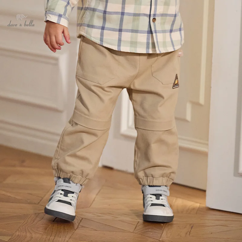 Dave Bella Kids Boys Khaki Pants Fleece-lined Warm Children Baby Boys Long Trousers Boys Winter Pants DB4243079