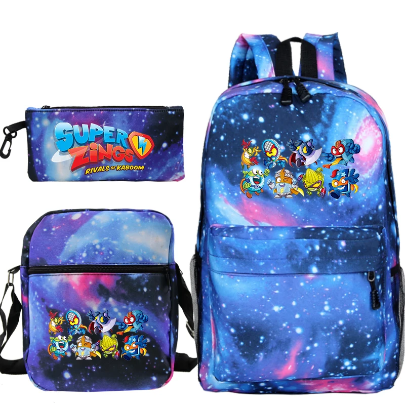 

Super zings mochilas livro sacos de viagem mochila portátil mochila escola bagpacks 3 pçs/set mochila para crianças