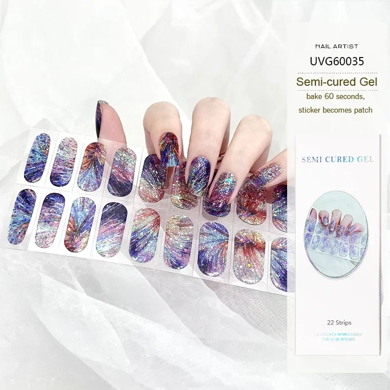 22 Tips UVG Series UV Semi-cured Gel Nail Stickers Waterproof Long Lasting Phototherapy Lamp Required  Nail Decals