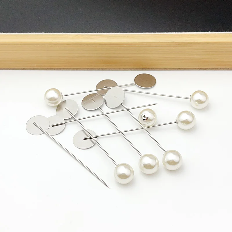 20/100Pcs Silber Farbe Perle Edelstahl Lange Pin DIY Machen Handgemachte Blume Brosche Für Frauen Schmuck Zubehör Erkenntnisse großhandel – Detail 3