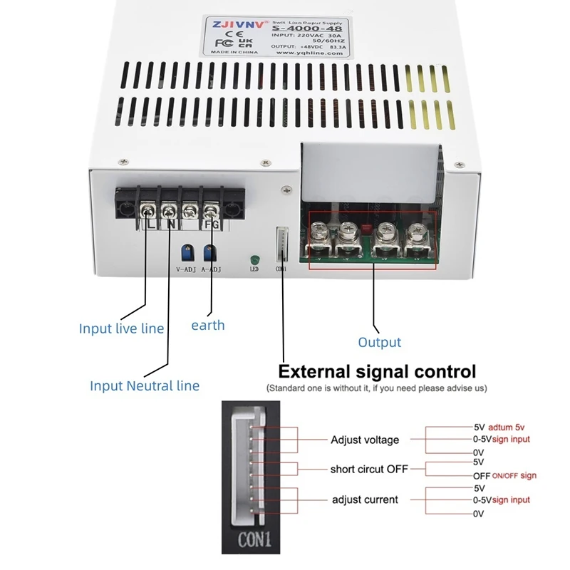 

4000W Small Size Switching Power Supply AC-DC 24V 36V 48V 60V 72V 80V 100V 120V 150V 200V 220V Adjustable SMPS PSU S-4000 CE FCC