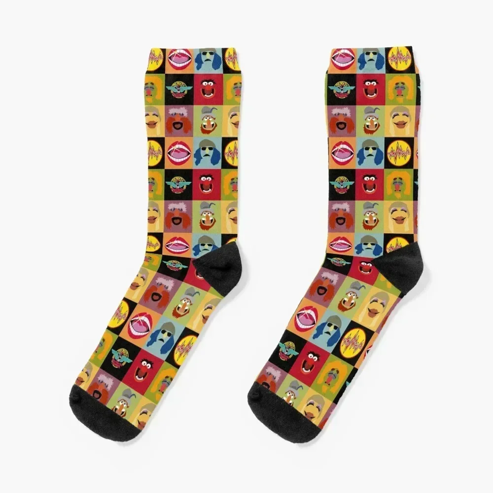 Dr. Teeth and the Electric Mayhem ft Lips Socks man hip hop colored bright garter Socks For Women Men's