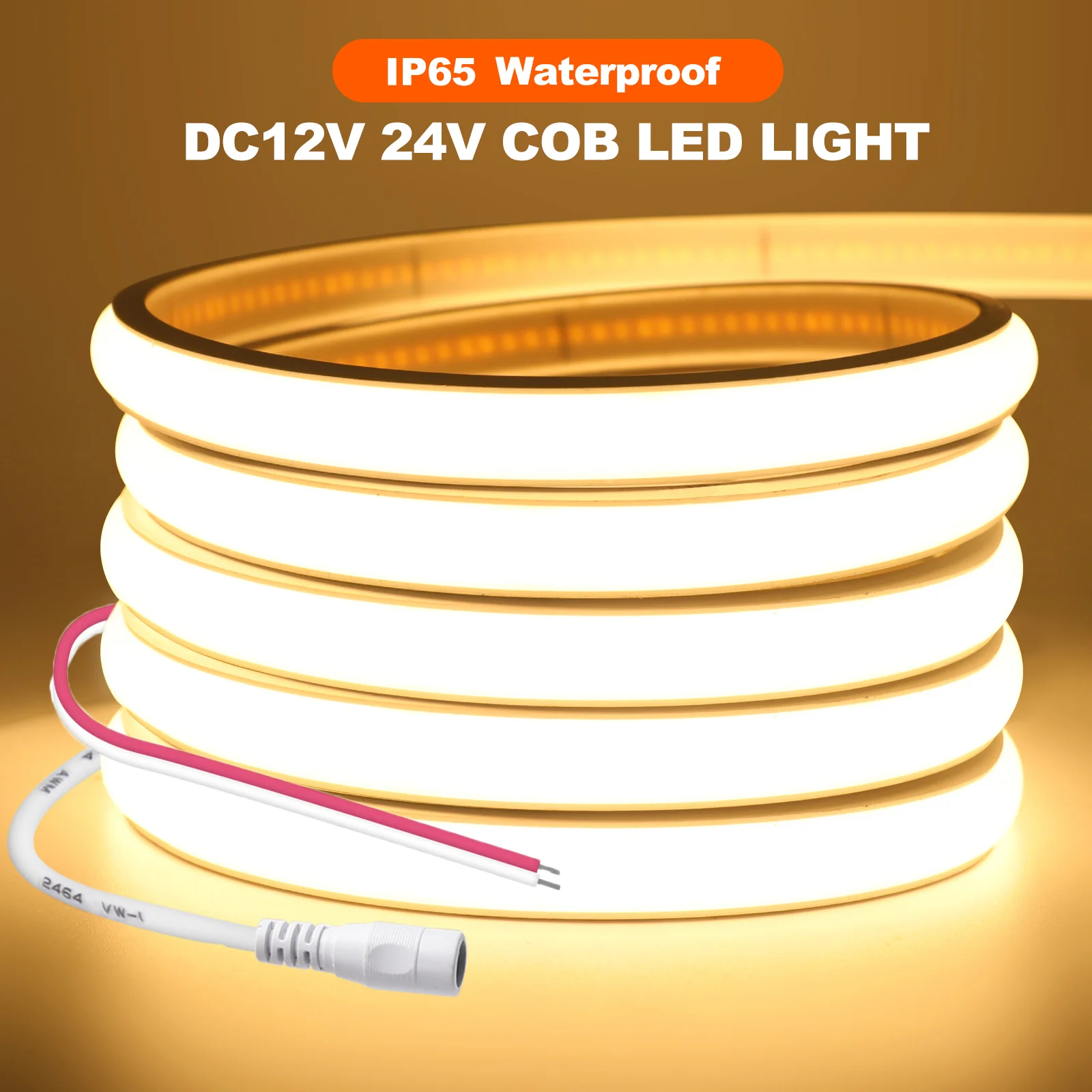 DC12V 24V COB Светодиодная лента Неоновый свет 320LEDs/M Водонепроницаемая гибкая лента 3000K 4000K 6000K RA90 Линейное освещение высокой плотности