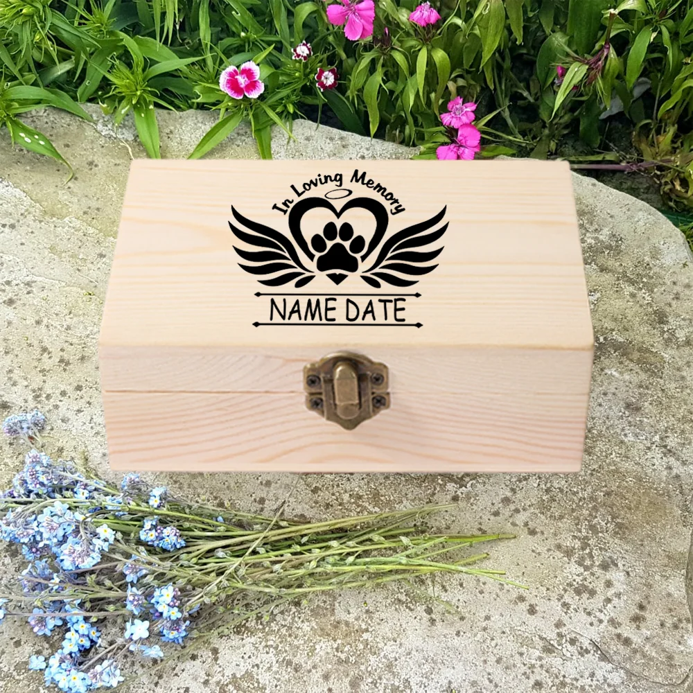 Personalized Pet Urn Customize Name and Date Pet Remains Wood Box Cremation Cat Ashes Urn Box Dog Ashes Custom Funeral Box