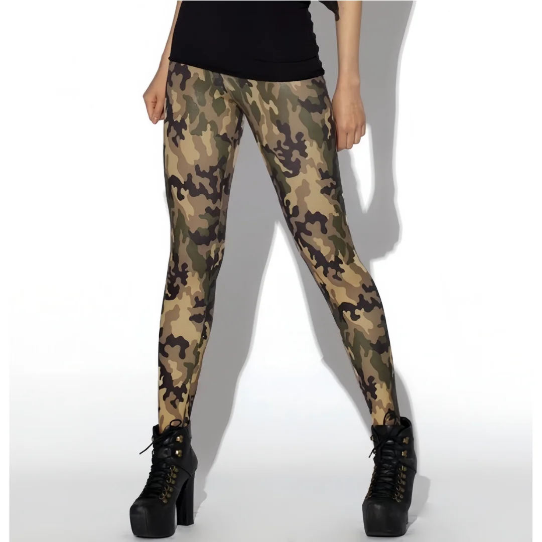 Women's Camouflage Print Leggings Seamless Camouflage Legging Fashion Army Green Legging Pants High Waist Pants