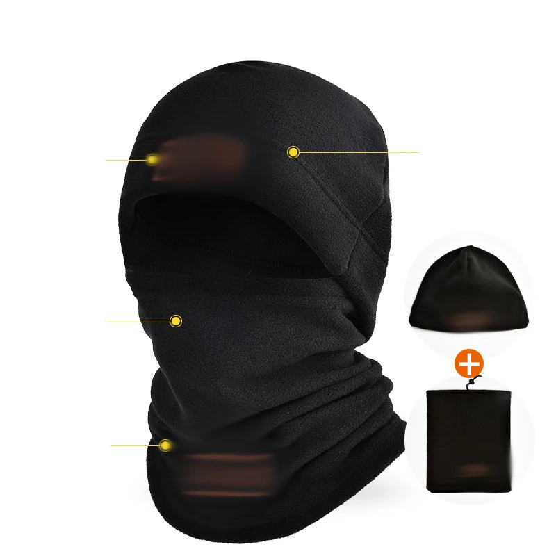 Autumn Winter Sports Warmth Velvet Hat Fuzz Neck Cover Outdoor Cycling Face Shield Warmth Shawl Set Unisex Neutral