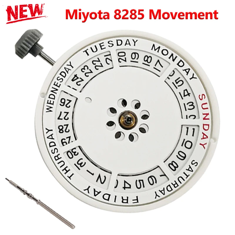 Genuine Miyota 8285 Automatic Mechanical Movement Mod Day-Date Watch Mechanism with Week at 12:00/Date at 3:00 O'clock 21 Jewels