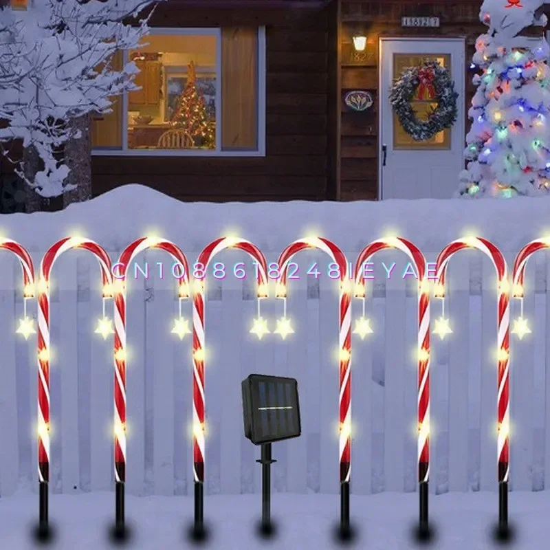 

LED Solar Star Crutches Drag Eight Lights Christmas Courtyard Garden Decoration Waterproof Outdoor