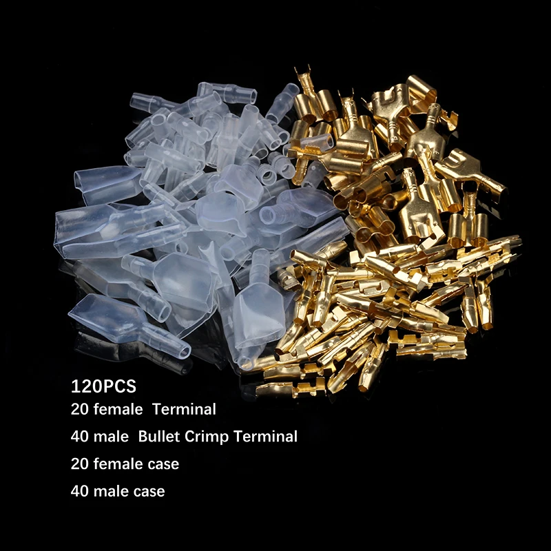 20sets 4.0mm Bullet Terminals Connector Car Electrical Wire Connector Male Female Double Bullet Wire Connector Terminals