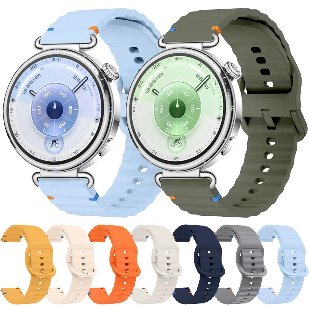 Correa de silicona ondulada de 18/20/22mm para Huawei Watch GT6-5-4 41mm 5 GT5 Pro 42mm, correa para Xiaomi Watch S4 41mm, OPPO Watch X3 mini/X2 mini