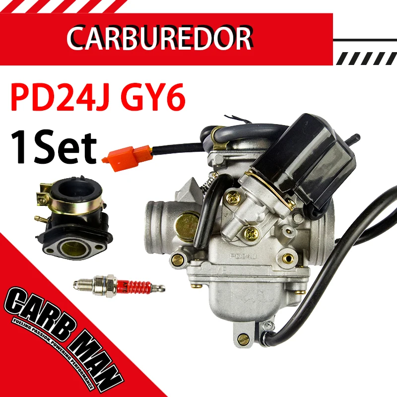 

PD24J 24mm Motorcycle PD Carburetor with spark plug Intake Carb For Honda 125cc 150cc GY6 Engine Scooter Mopeds ATV