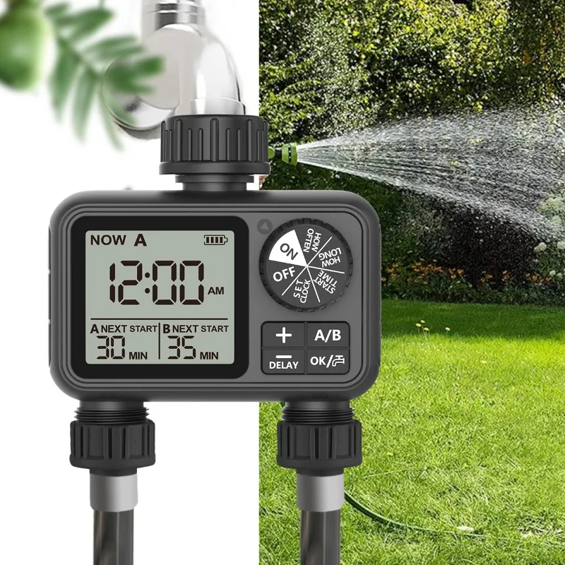 1. Dual‑Outlet Knob Timing Irrigation Controller Smart Automatic Watering Device For Outdoor Garden Courtyard