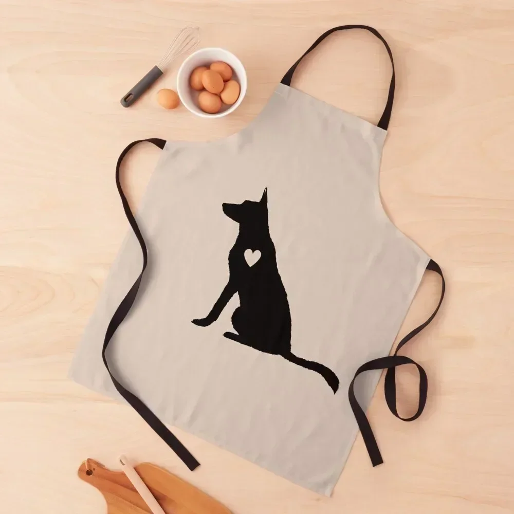 

German Shepherd Black Silhouette Heart Dog Love Cute Apron chefs Restaurant Kitchen Equipment For Woman Apron