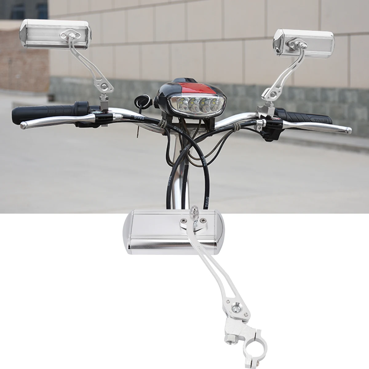 

1pc Bicycle Rearview Mirror Aluminum Alloy Glass Wide Angle Clear Vision For 22.2Mm Handlebar Mountain Bike Road Bike Cycling