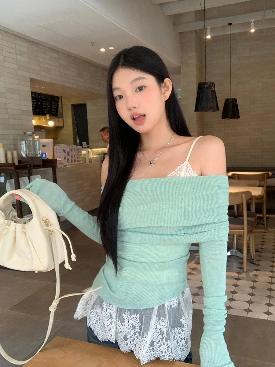 

Красный вязаный свитер знаменитостей, женский длинный свитер свека, облегающий дизайн, свитер с очками, Jaet, осень 2022, новый повседневный свитер