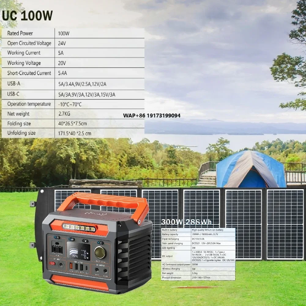 OEM A3B High Capacity 300W Portable Power Station Lithium Ion Battery Pure Sine Wave Inverter for Camping Electric Car Use