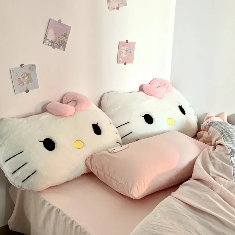 CartoonHello Kitty appui-tête peluches douces coussin de dos confortable décor de canapé jeter oreiller câlin peluches cadeaux de noël pour fille