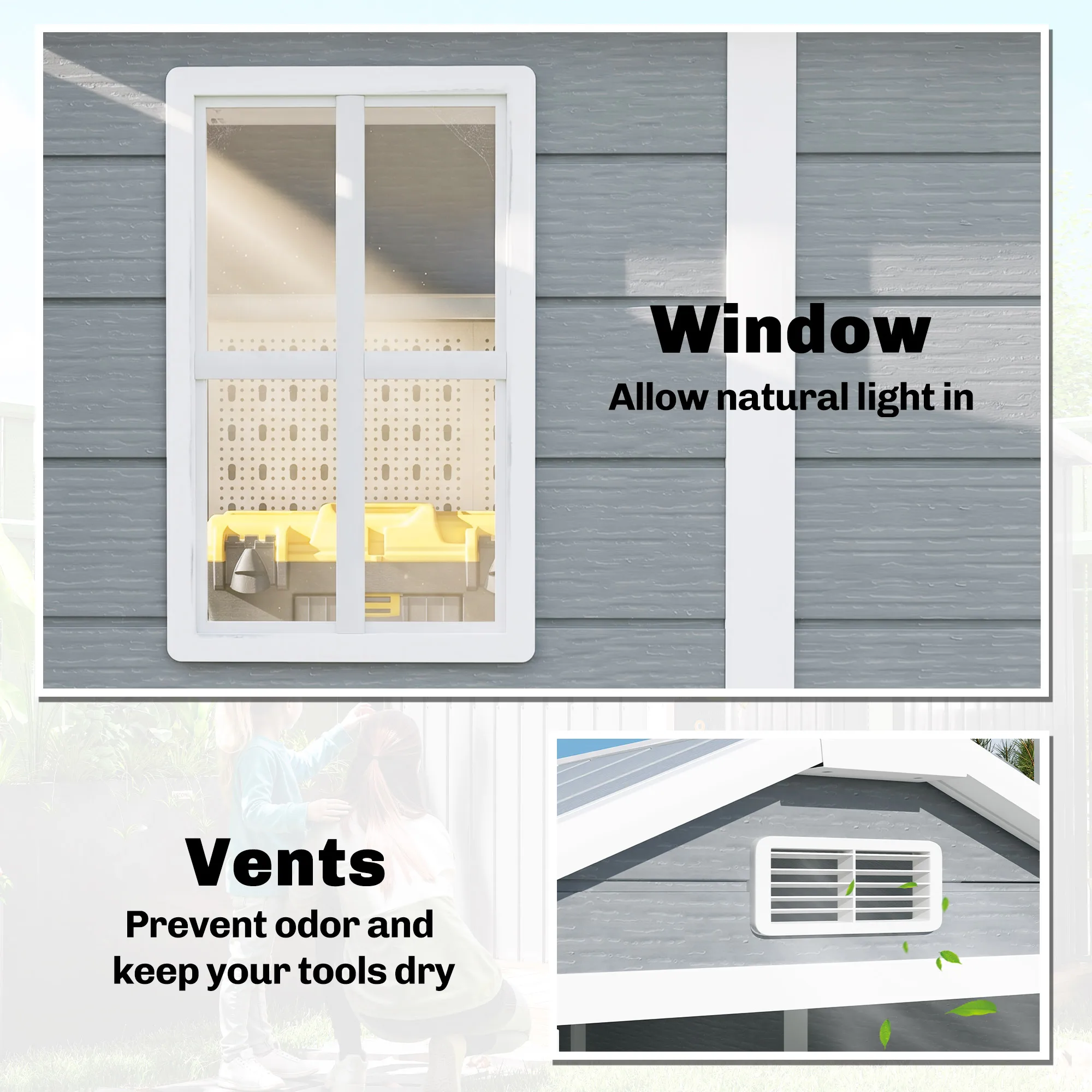 6' X 4' Outdoor Storage Shed, Plastic Shed with Floor, Gray - view 5