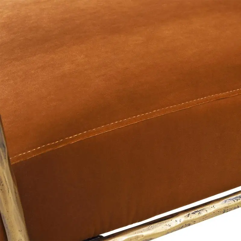 24.5" Hammered Brass Upholstered Accent Arm Chair, Burnt Orange Velvet