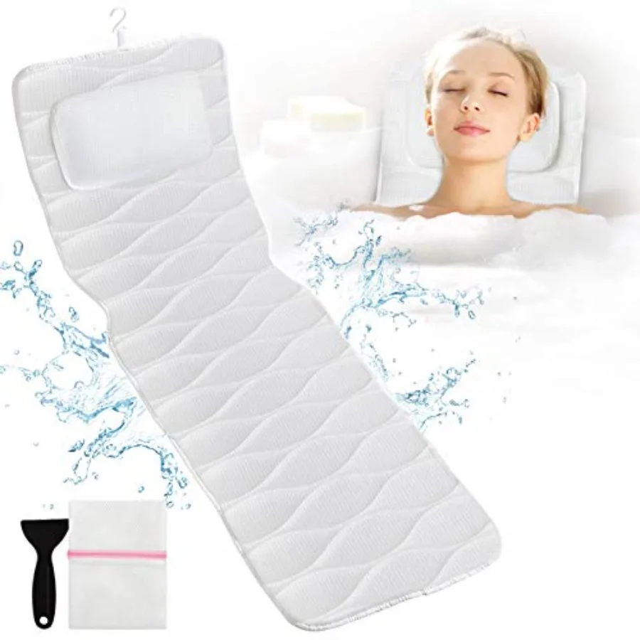 

Full Body Bath Pillow Bath Pillows for tub with Mesh Washing Bag and 21 Non-Slip Suction Cups Spa Bathtub for Head Neck Shoulde