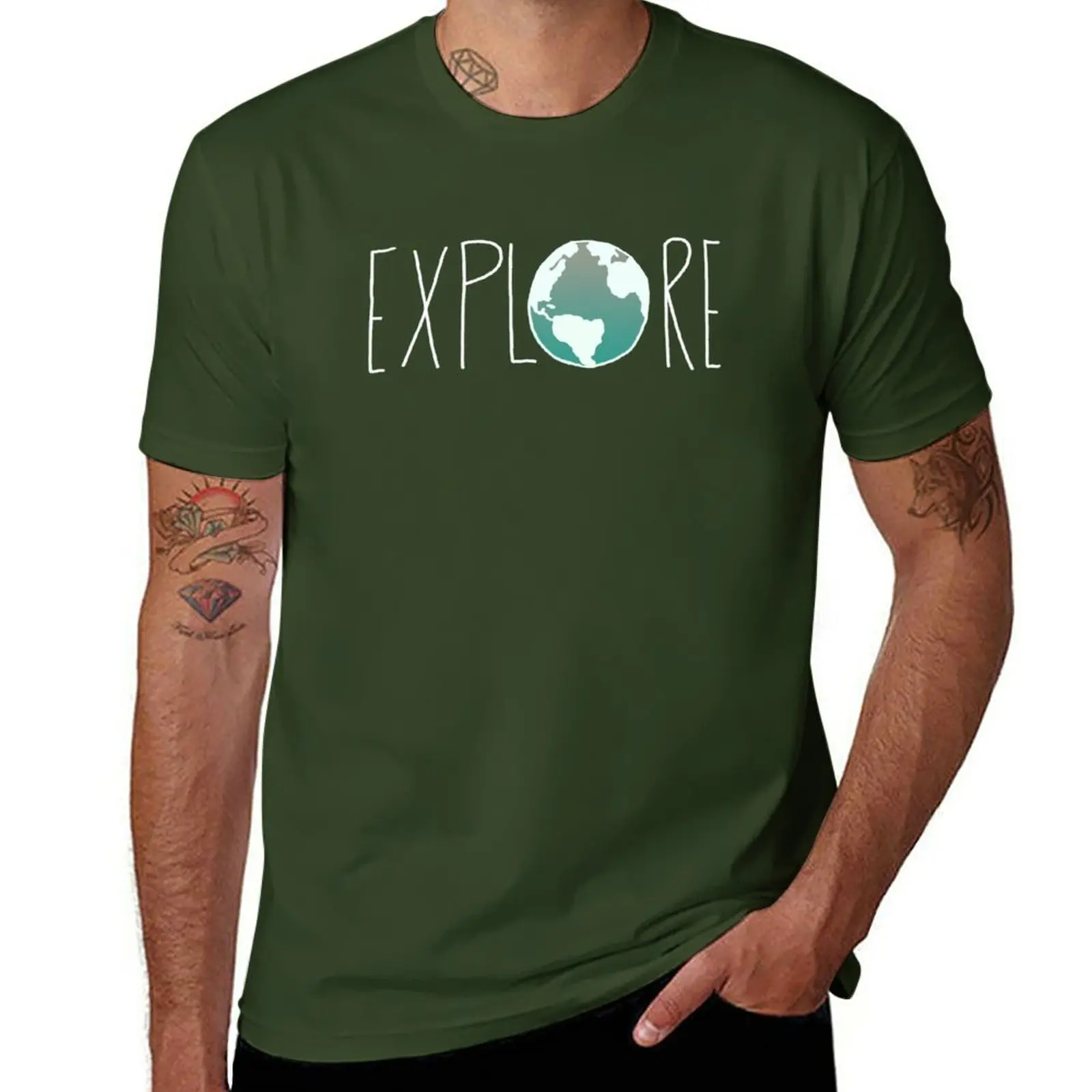 

New Explore the Globe III T-Shirt man clothes boys white t shirts slim fit t shirts for men