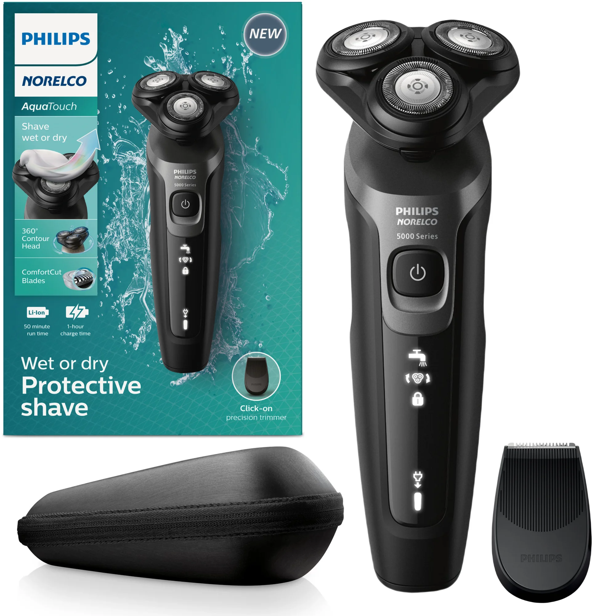 PHILIPS Norelco Electric Shavers for Men AquaTouch S5966 ,Wet and Dry with Comfort Cut Blade