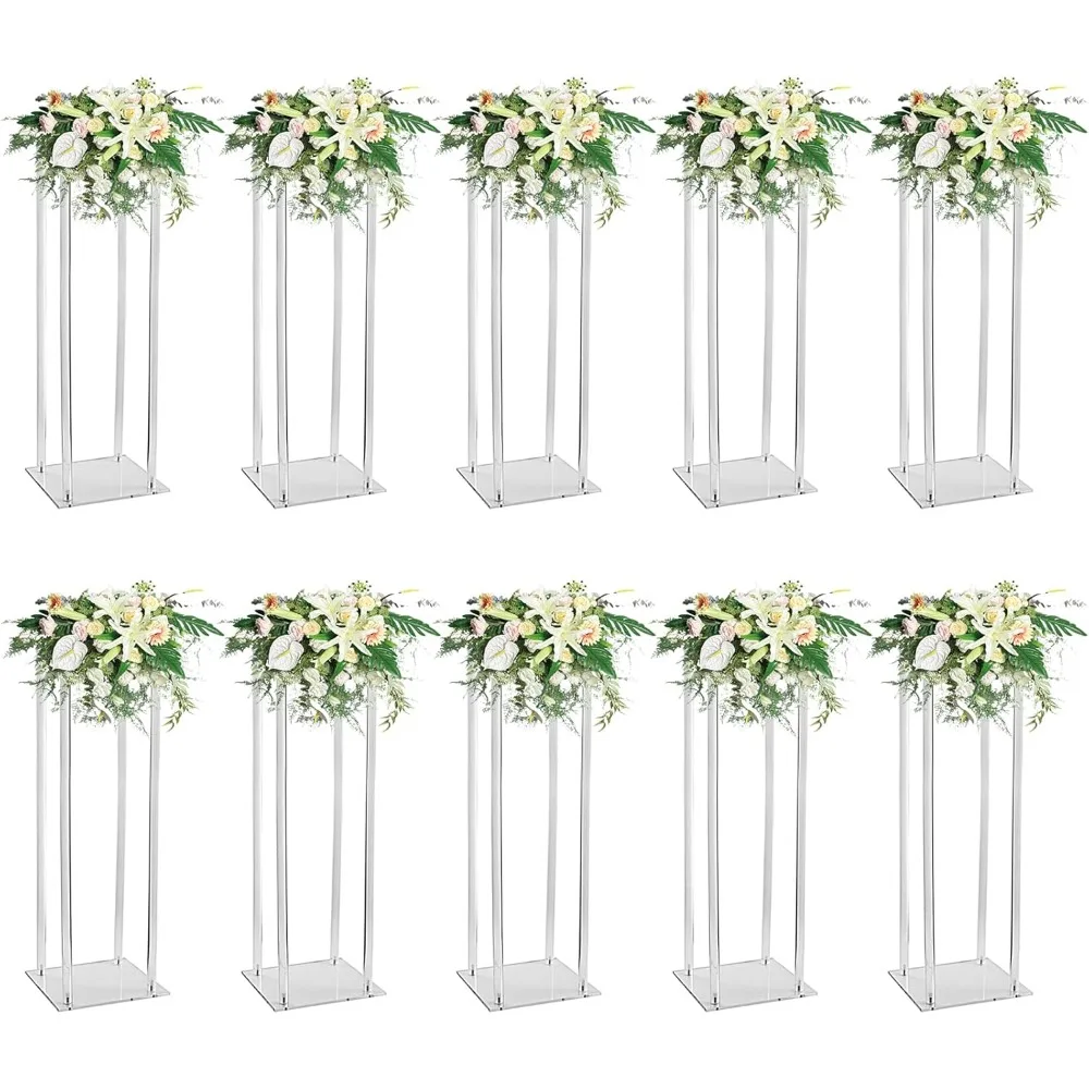 

10 Pcs Acrylic Clear Vases for Wedding Centerpieces, 31.5" Tall Flower Vases, Engagement Home Party Table Decor Centerpiece