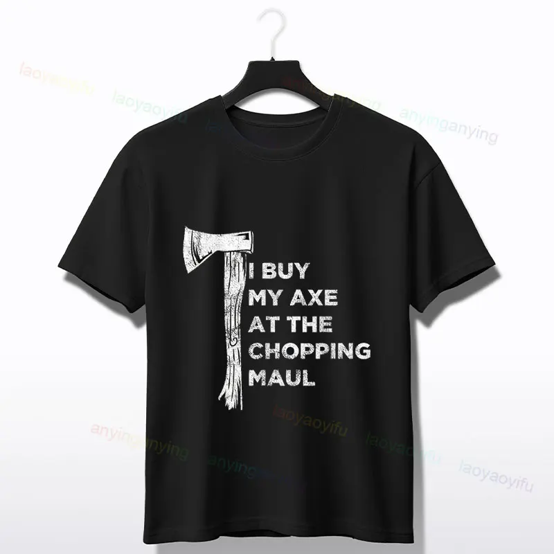 Throwing Axes with A Humorous Slogan Graphic T-shirt Short-sleev Trendy 100% Cotton Sport Tshirt Fashion Outdoor Clothing