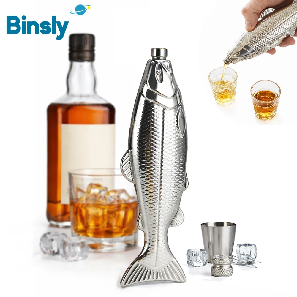 

Portable 304 Stainless Steel Fish-Shaped Liquor Flask Special Design 4oz Mini Alcohol Bottle Hip Flasks for Outdoor and Giveaway