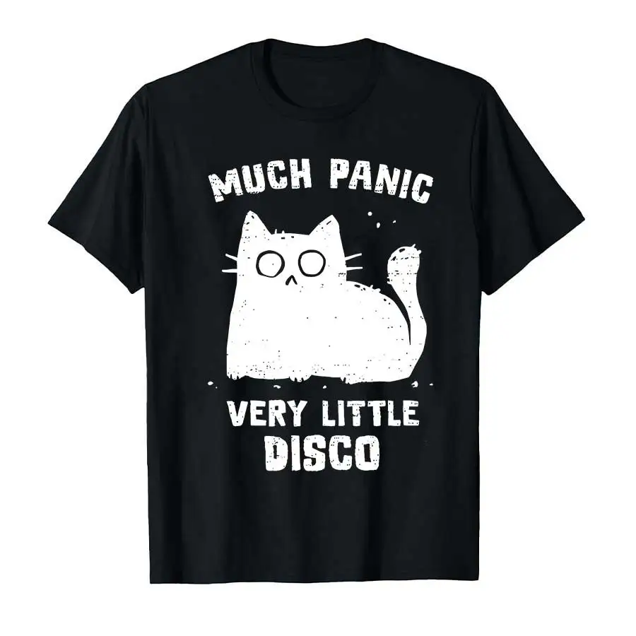 Much Panic Very Little Disco Funny Cat Japanese WomenT-shirt Summer Men T Shirts Short Sleeve Tops Women's Clothing