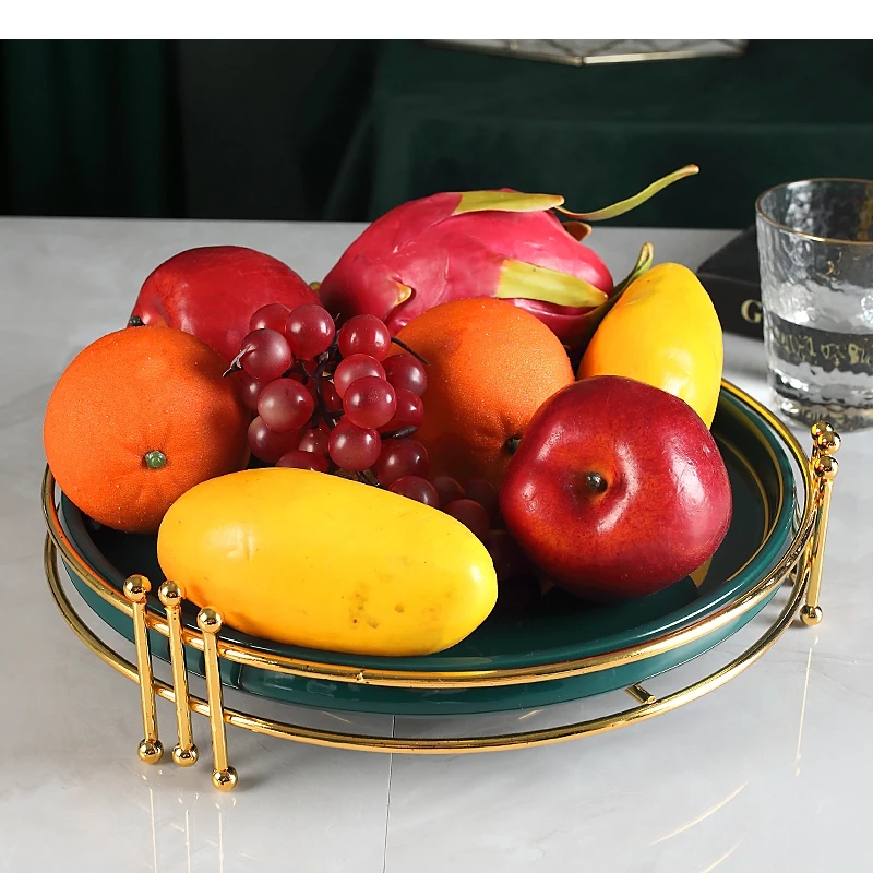 Green Ceramic Ring Dish Frutas Decorativas Lujosas Trays Decorative Fruit Bowl Food Dishes Dessert Serving Tray Tea Saucer