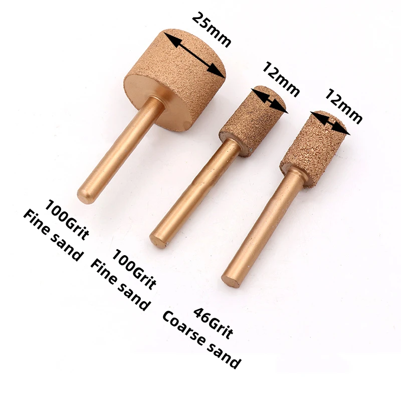 46/100 Grit Coated Cylinder Grinding Head 6mm Shank Burr Polish Bit Jade Carving Tools