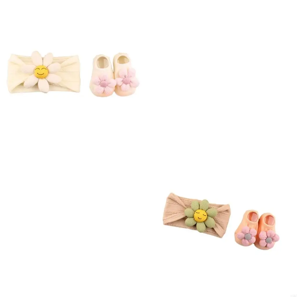 

Младенец нейлоновая повязка с носками набор новорожденных детские головные повязки и сочетание набор носков 4xbc