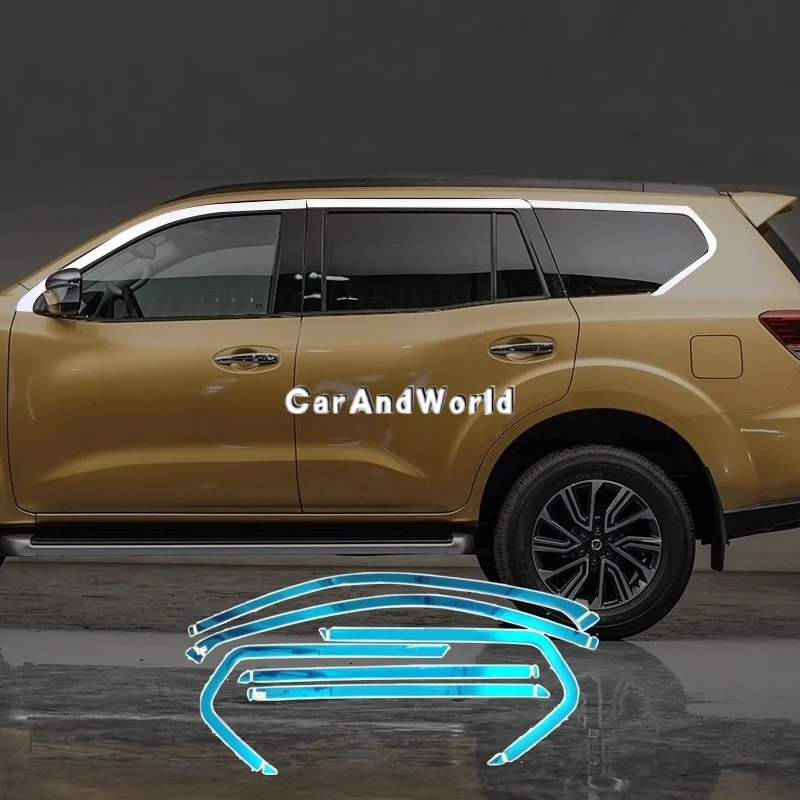 

Для Nissan Terra D23 2018-2023 X-Terra из нержавеющей стали, дверь автомобиля, верхнее окно, B/C, полоса стойки, центральная колонна, накладки, аксессуары
