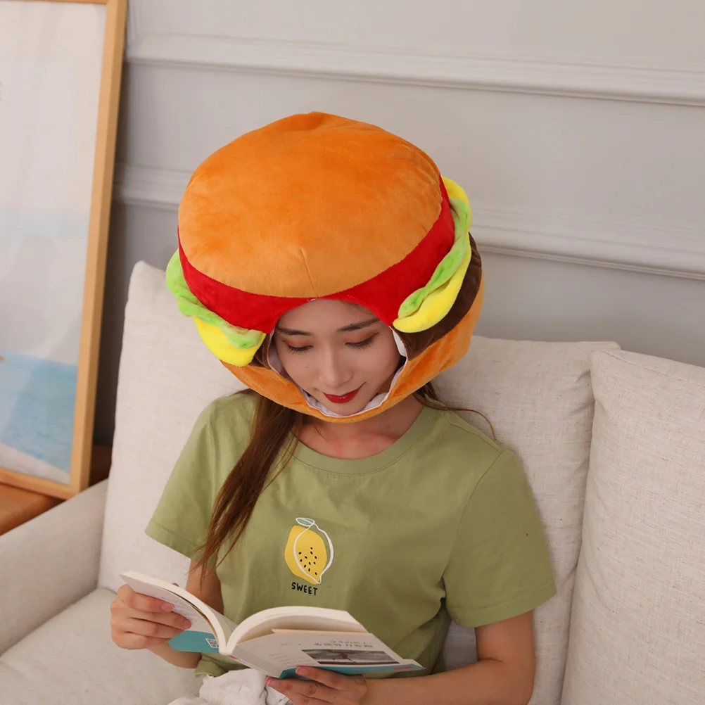 

Burger Hat Party Supplies Carnival Costume Photo Prop Decor Cosplay Kids Adult Warm Stylish Hat Christmas Halloween