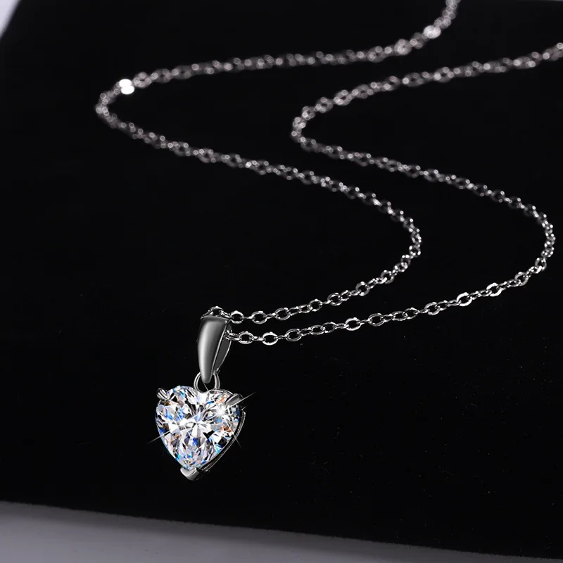 1CT 2CT 3CT Heart Cut Simulated Moissanite Necklace for Women 18k Gold Plated Jewelry Sterling Silver S925 Pendant