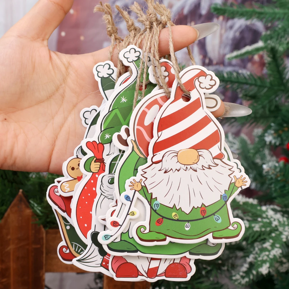 120/12pcs Christmas Paper Pendant Christmas Tree Hanging Oranment Happy New Year Garland Decor DIY Handmade Gift Box Wrapping