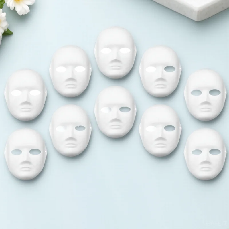 

10pcs White Blank Mask DIY Face Paper Peking Opera Costume Full Masquerade Unpainted Masks for Cosplay Party Decor Painting