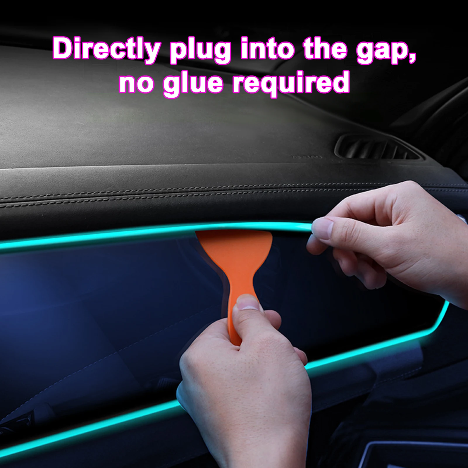 EL Cold Light Guide Car Ambient Light Strip Car Ambient Light Can be Cut No need to Glue Suitable for Center Console / Door