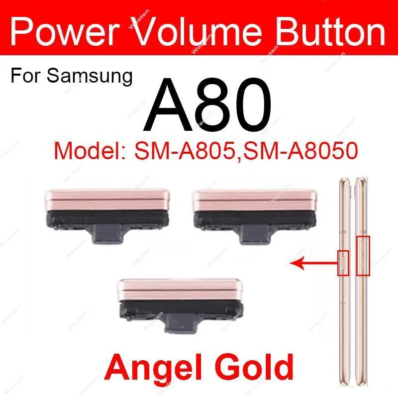 Botão liga / desliga de volume para Samsung Galaxy A80 A805F 805X A805N A8050 Botão de volume liga / desliga substituição da tecla lateral de energia