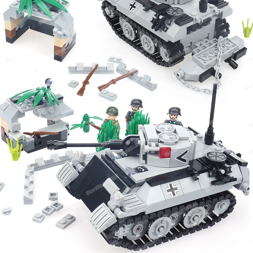 

Military Germany Vk1602 Type Tank Loli Leopard Building Block Ww2 War Figures Heavy Reconnaissance Weaponst Model Child Gift Toy