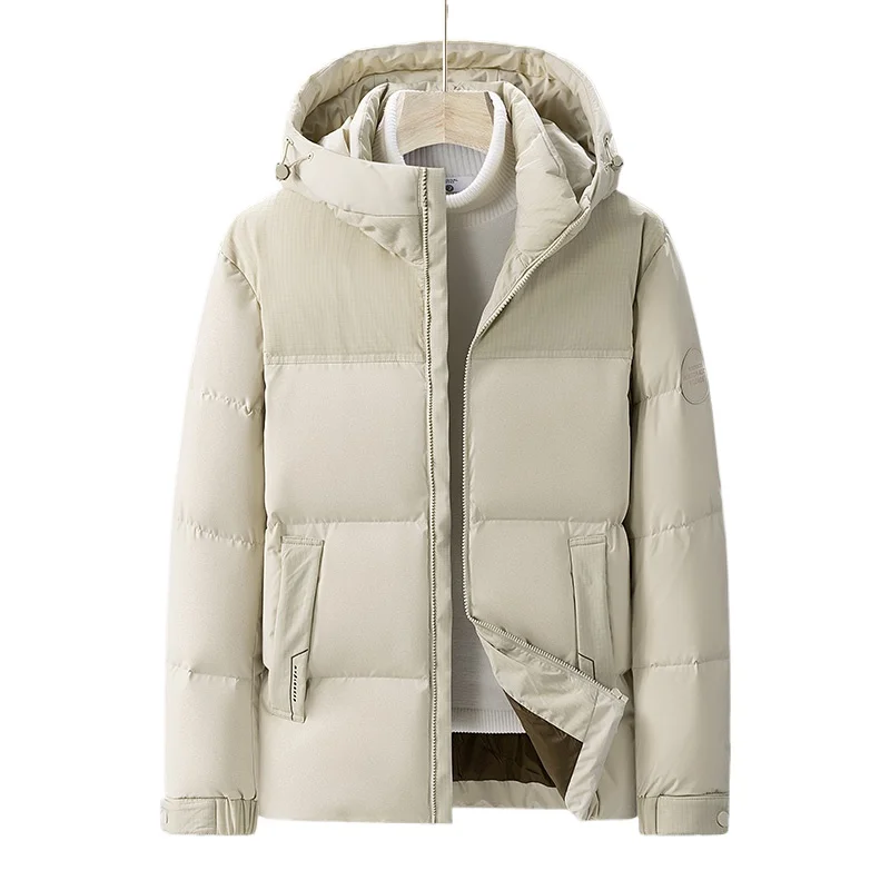 

Men Down Jacket 2025 Trendy Versatile Plus Cotton Thick Cold Proof Warm Hooded Coat Outdoor Casual Winter Down Jacket