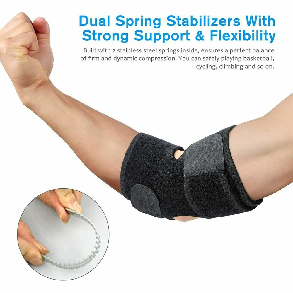 Breathable Gym Pad Adjustable Tennis Elbow Support Arthritis Golfers Strap Spring Elbow Brace Elbow Protection view 3