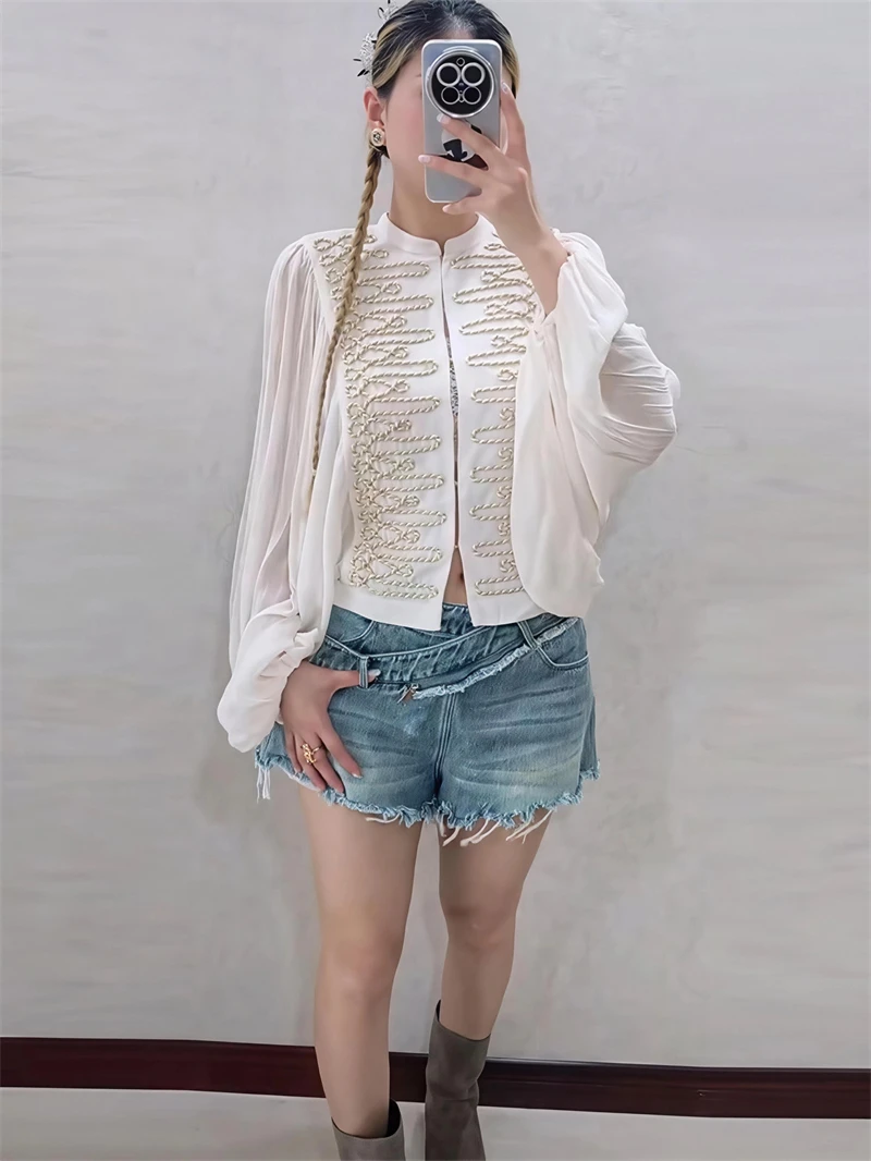 Guobioziy Women's Romantic Style Buttoned Shirt 2026 Spring-Autumn Collection French Casual Daily Fashion Slim Tassel Streetwear