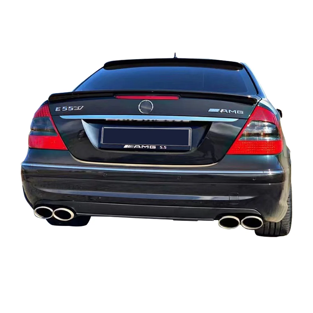 For Mercedes E Class W211 2003-2008 Rear Trunk Lid Car Spoile Wing Black Carbon Printing ABS Plastic Exterior Tuning Accessories